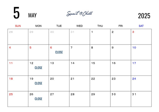 5月度定休日のお知らせ