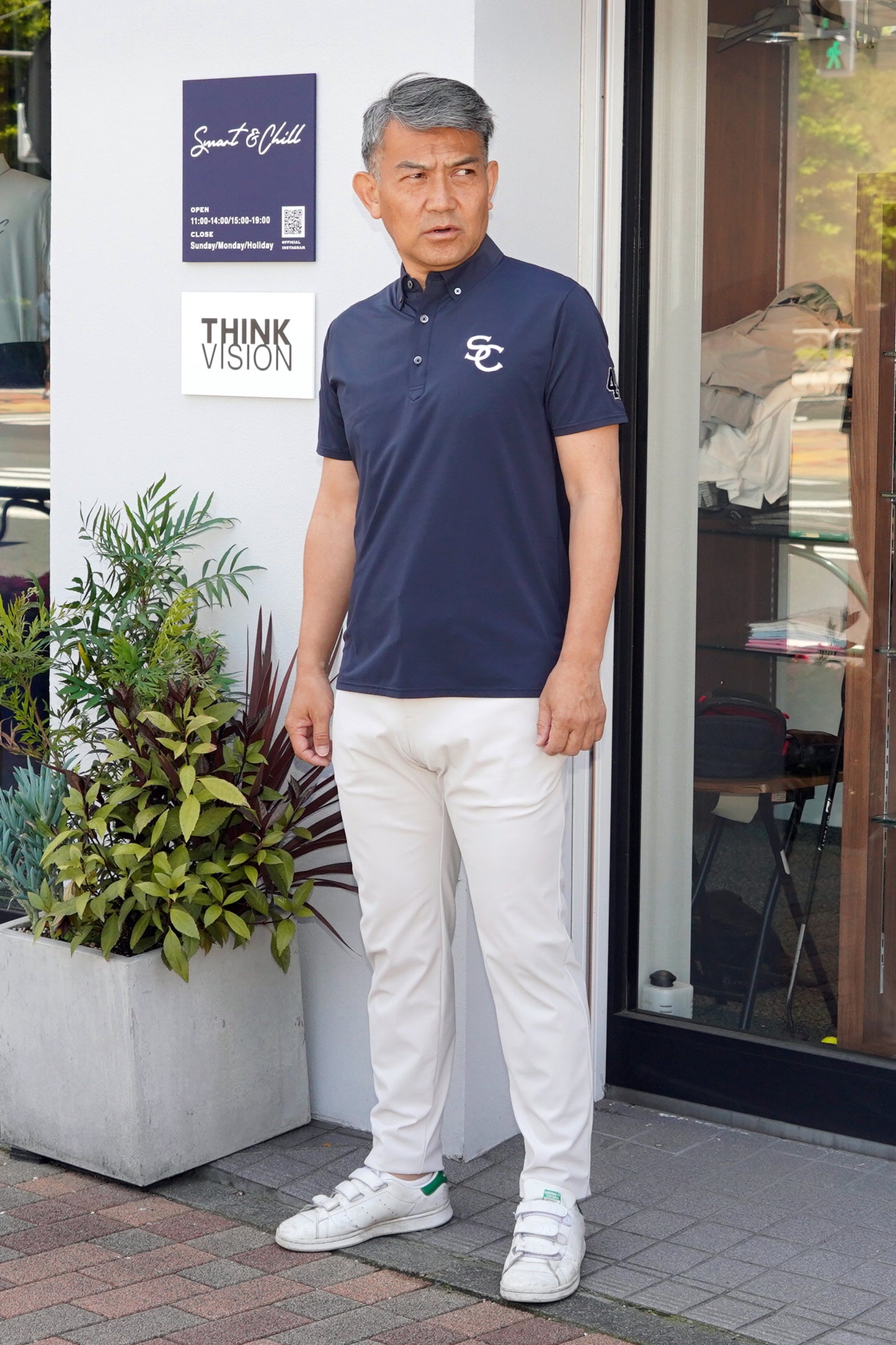 身長171cm・体重74kg・ウエスト82cmモデル着用サイズMサイズ