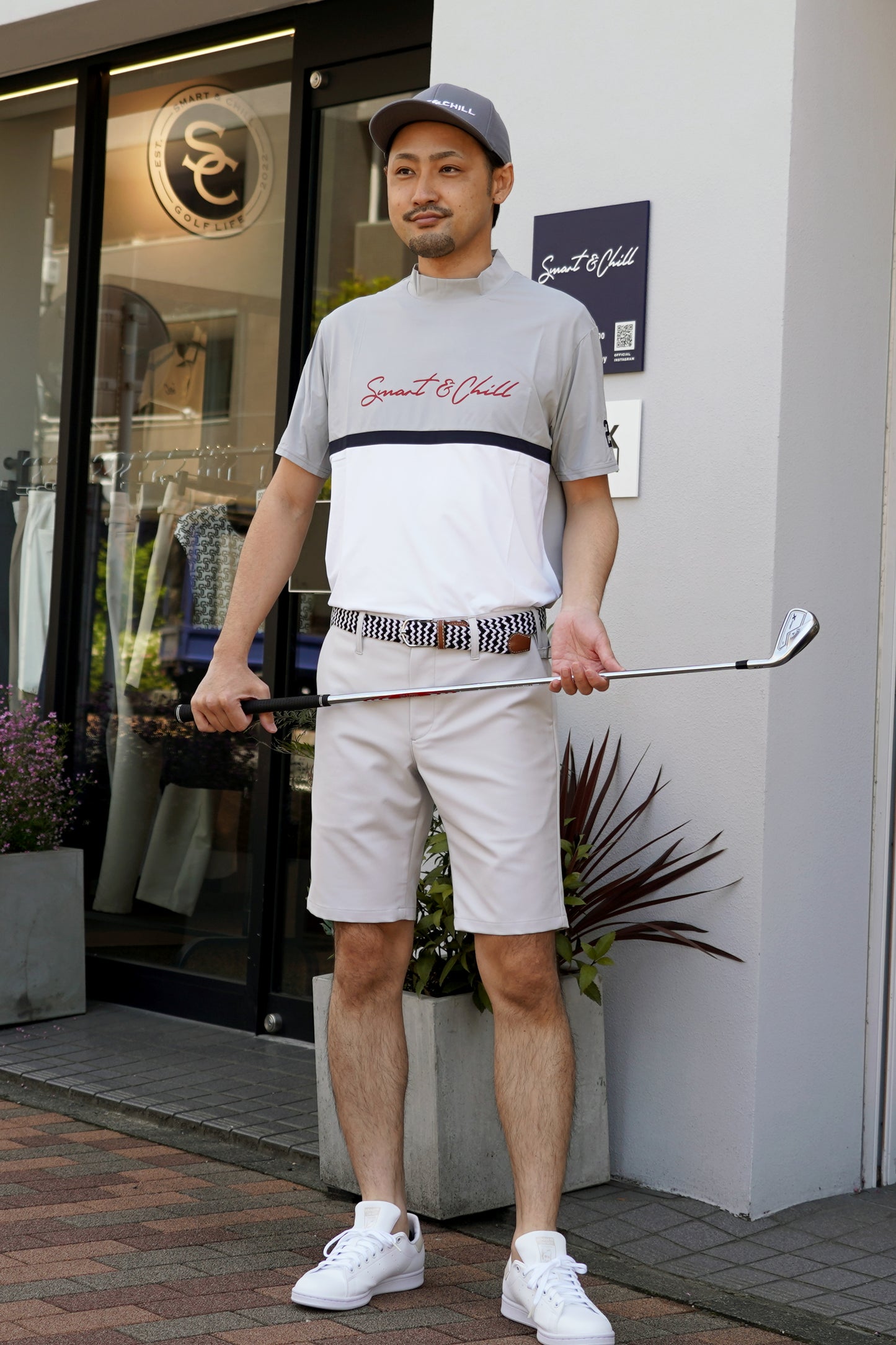 身長178cm・体重70kg・ウエスト82cmモデル着用サイズLサイズ