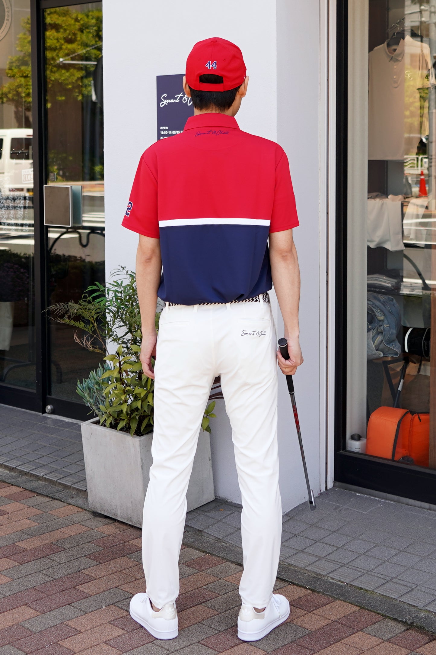 身長178cm・体重70kg・ウエスト82cmモデル着用サイズLサイズ
