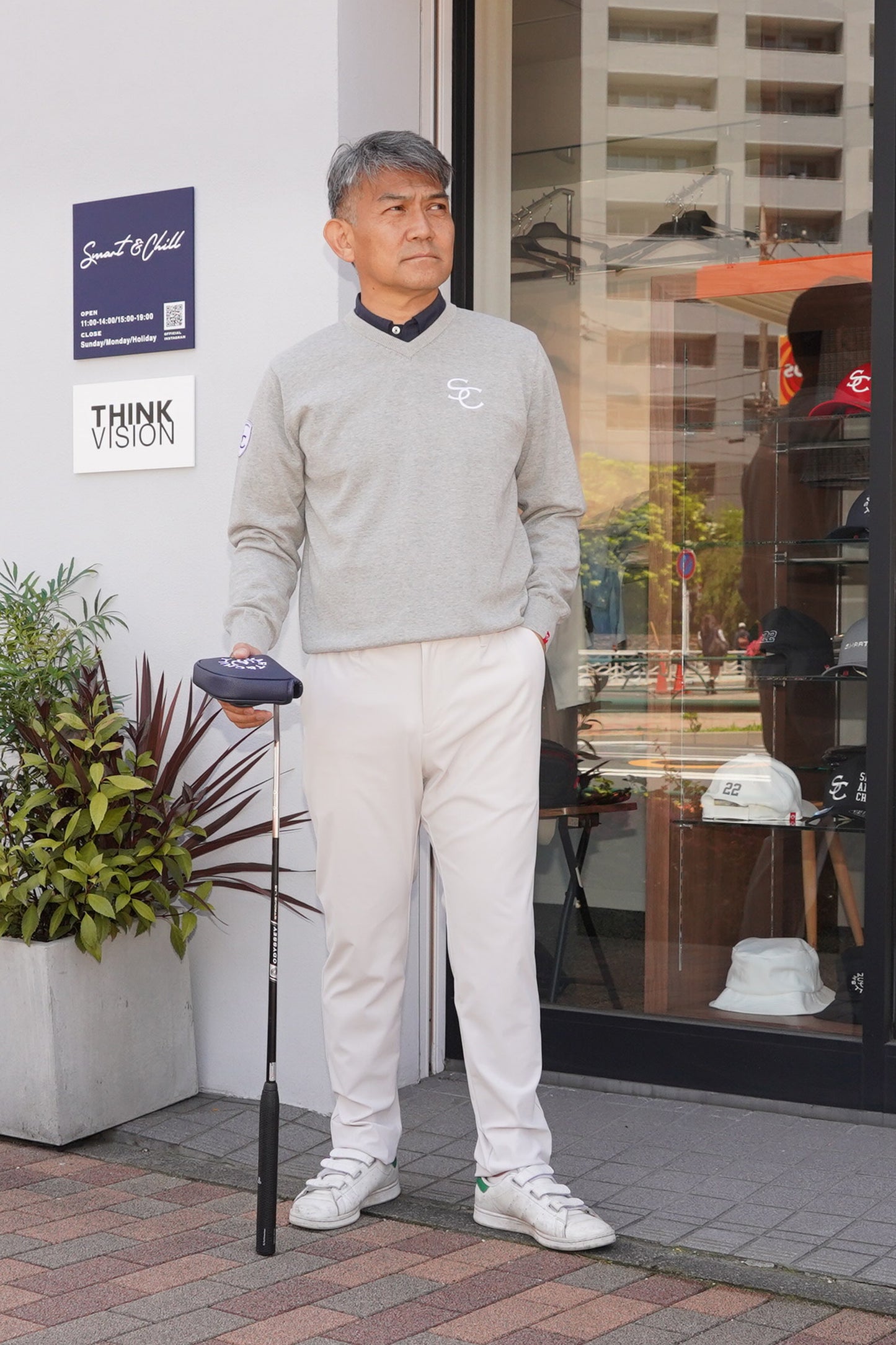 身長171cm・体重74kg・ウエスト82cmモデル着用サイズLサイズ
