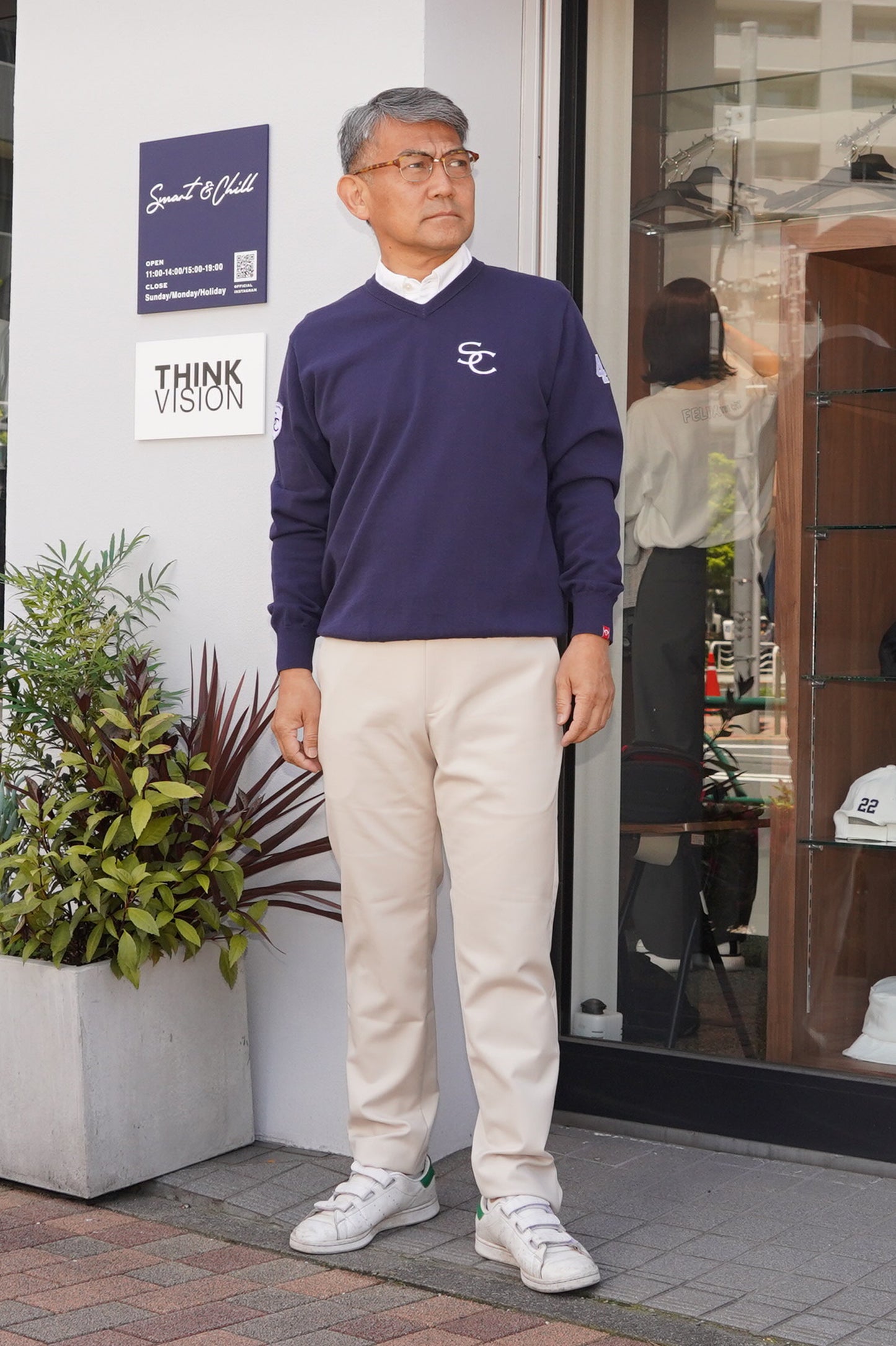 身長171cm・体重74kg・ウエスト82cmモデル着用サイズLサイズ