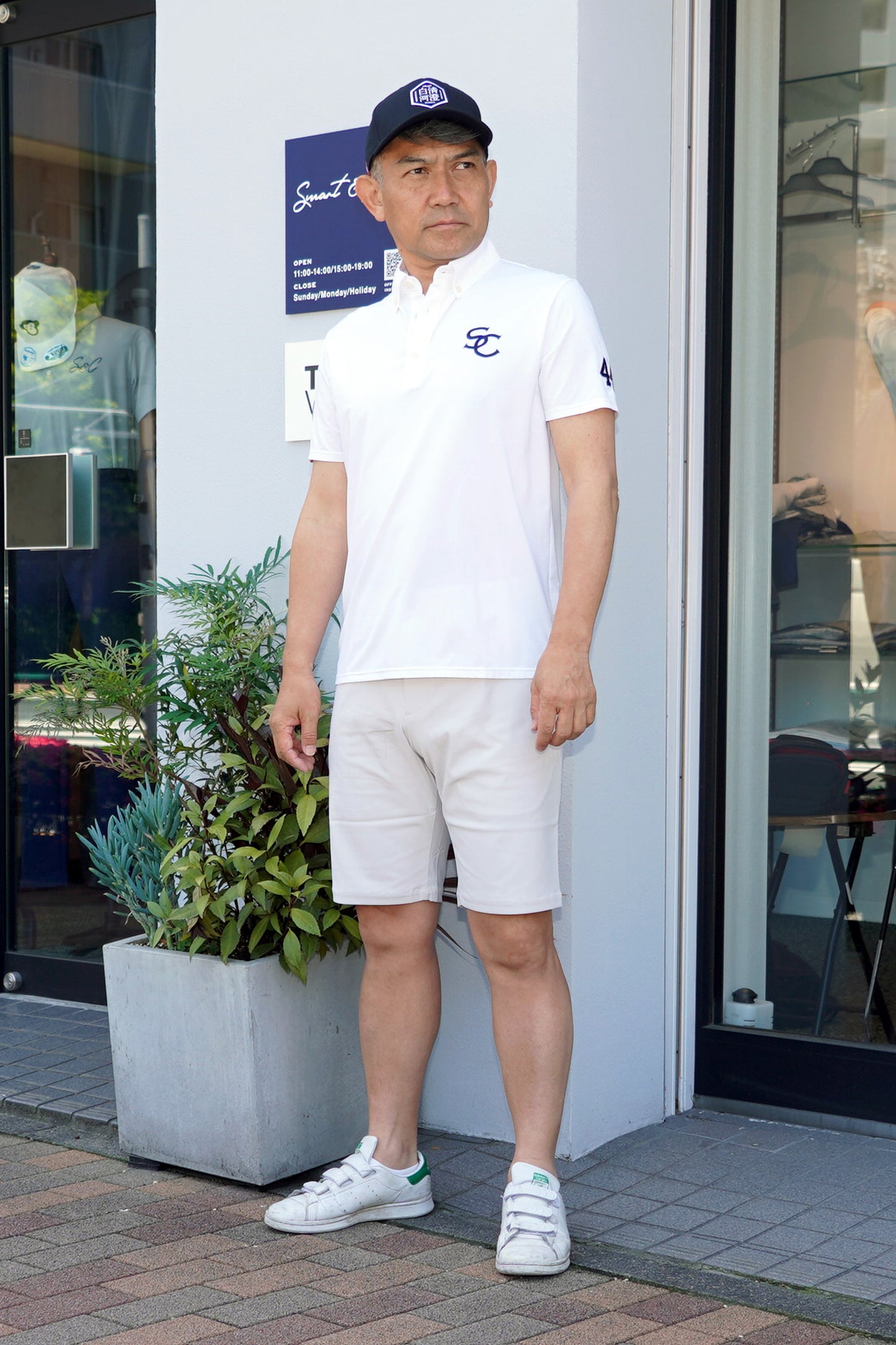 身長171cm・体重74kg・ウエスト82cmモデル着用サイズLサイズ