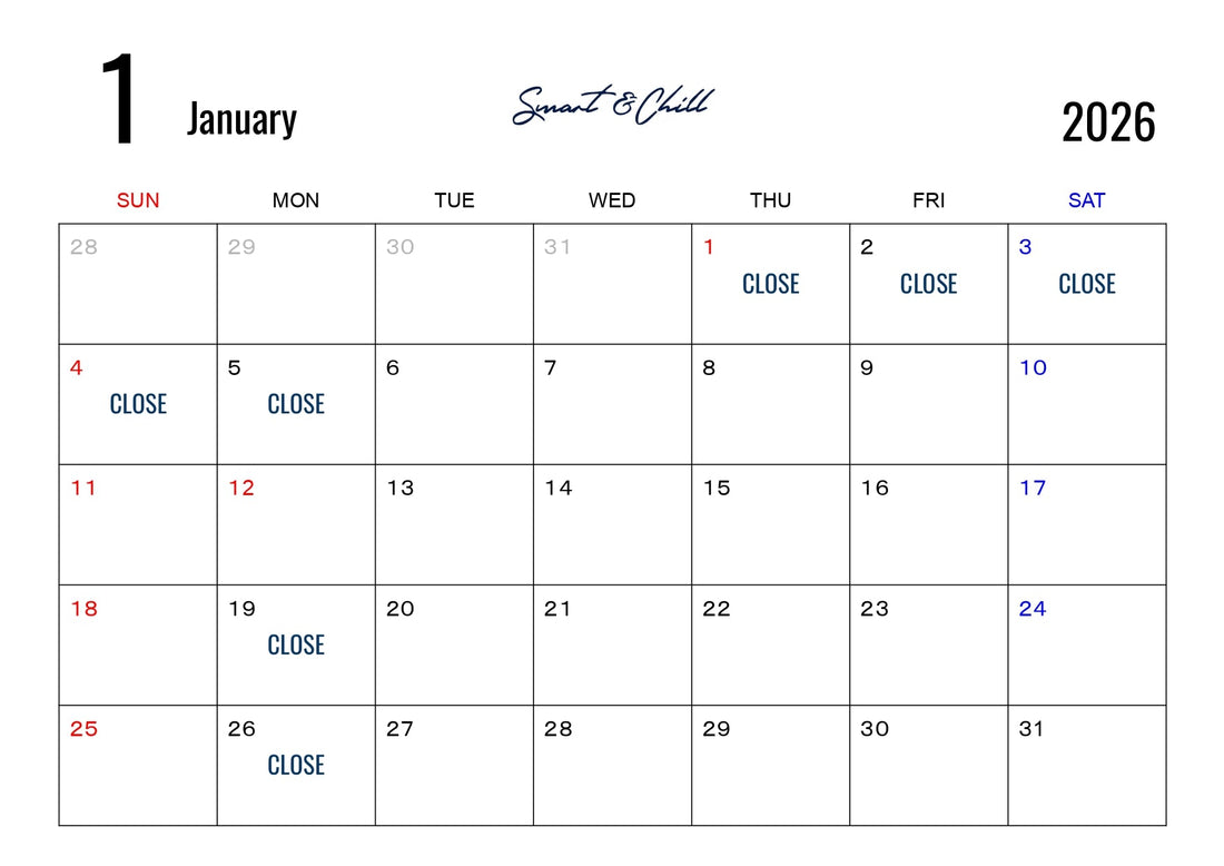 1月度定休日のお知らせ