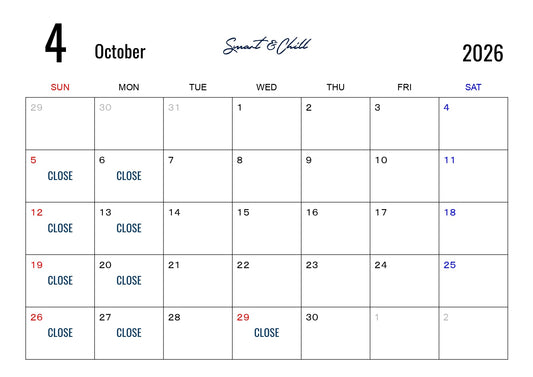 【重要】4月度定休日及び定休日変更について