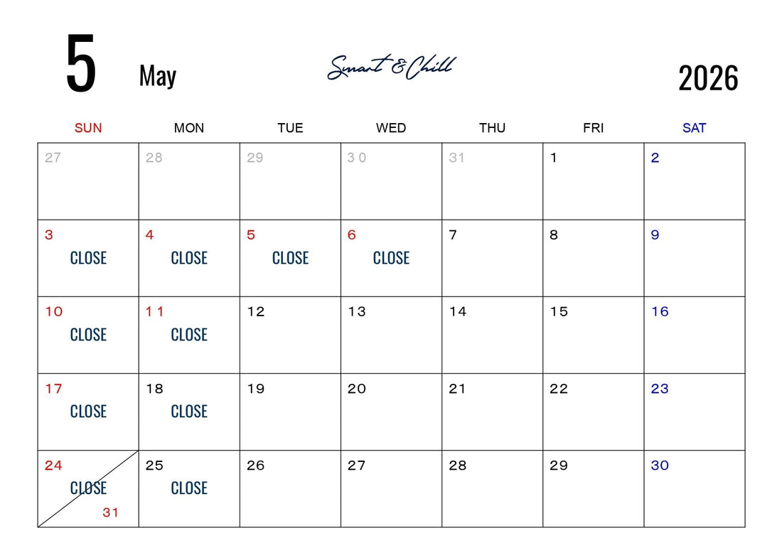 5月度定休日のお知らせ