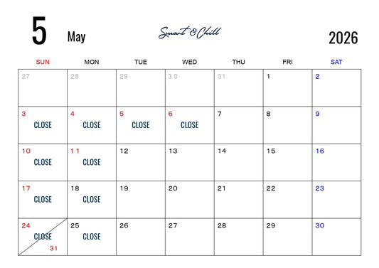 5月度定休日のお知らせ
