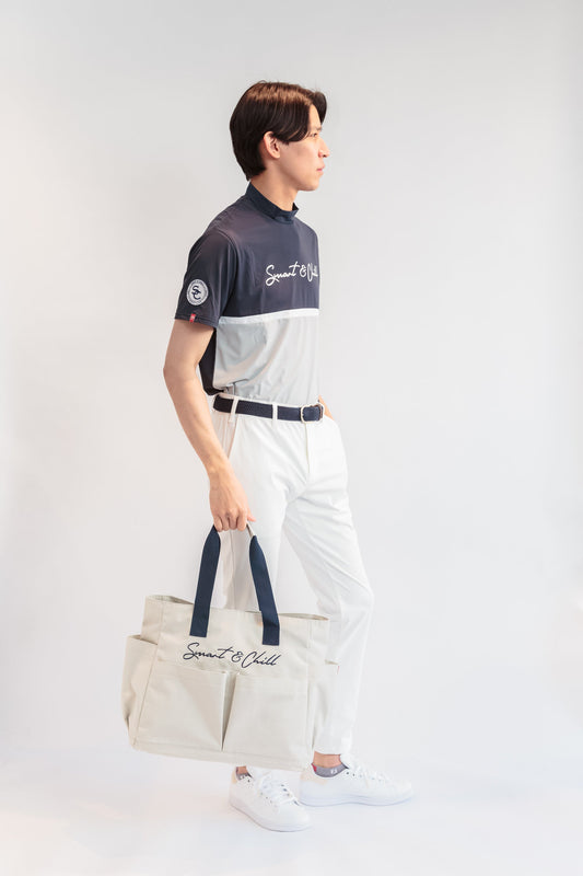 「スマートアンドチル」のゴルフ用バッグは大容量なのはもちろん、5つのポケットがついているので、小さなもの、よく使うものを分けて収納することができます。